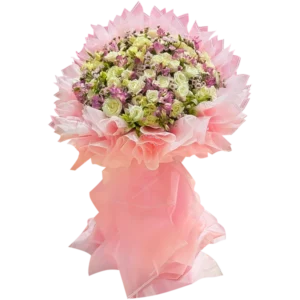 دسته گل رز و آلسترومریا