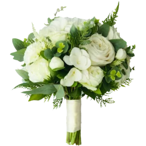 دسته گل رز و لیسیانتوس